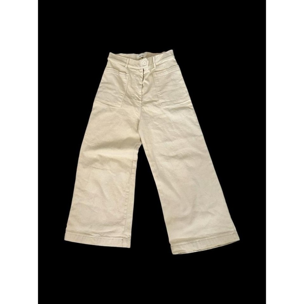 Nico Nico Wide Leg High Waisted Pants Women's Designer Sz 6 Workwear Cream Khaki